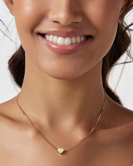Cute Heart Necklace Dainty 18k Gold Plated Tiny Heart Pendant Choker Necklaces Small Gold Love Open Heart Chain Necklace for Women Simple Gold Necklace for Women Trendy Jewelry