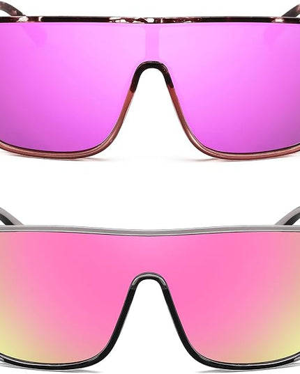 FEISEDY Sunglasses for Women Men, Fashion Mirrored Single Lens, Driving Beach Sunnies UV400 Shades B2996