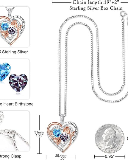 Iefil Christmas Gifts for Women - Sterling Silver Birthstone Necklace Anniversary Birthday Gifts for Her Wife Mom Daughter