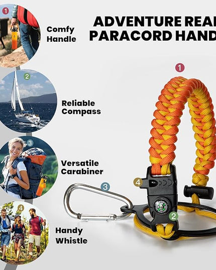 Insulated Water Bottle 24oz, Triple Wall Vacuum Stainless Steel (Cold for 48 Hrs, Hot for 24Hrs), Leak Proof & Non-BPA, 24oz Hydro Water Flask with Paracord Handle & Straw Spout Lids
