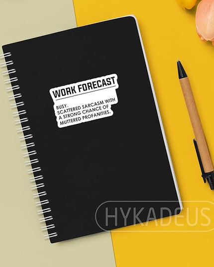 (3Pcs) Work Forecast Busy Scattered Sarcasm Stickers Funny Office Humor Sarcastic Work Mood Quote Vinyl Decals for Laptop, Water Bottle, Desk, Planner, 3" x 1.8"
