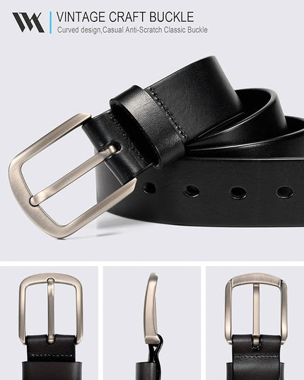 WOLFANT 1.5" Top Full Grain Leather Belt for Men in Gift Box,100% Italian Real Solid Leather