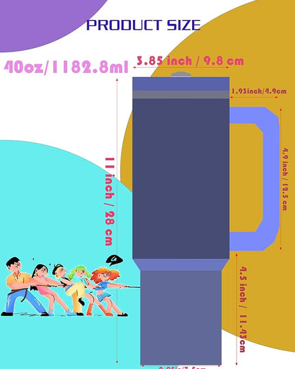 40 oz tumbler with handle and straw,Double Wall Vacuum Reusable Stainless Steel Insulated Water Bottle,With Leak Proof lid and Straw for Iced or Cold Beverages (Glacier)