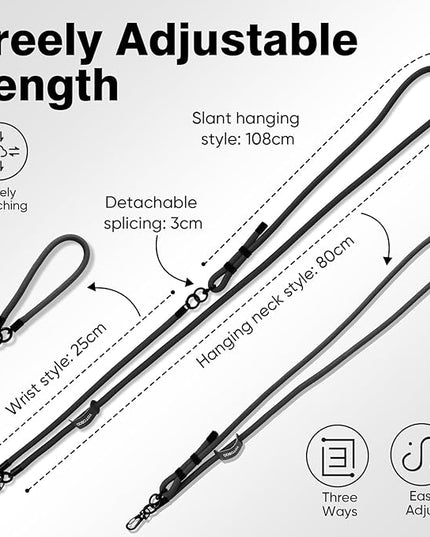 Phone Lanyard, Adjustable Wrist Strap, 2 Pads, Anti Theft Lanyard Crossbody, Multifunctional Cell Phone Neck Strap