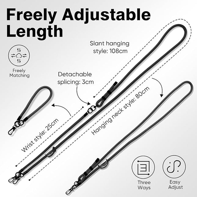 Phone Lanyard, Adjustable Wrist Strap, 2 Pads, Anti Theft Lanyard Crossbody, Multifunctional Cell Phone Neck Strap