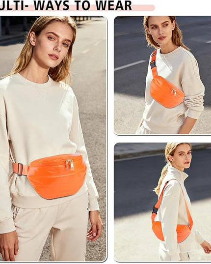 Fanny Packs for Women Fashion Waist Packs Quilted Puffer Belt Bag Puffy Crossbody Bags Sling Purse for Women Travel Running