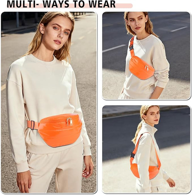 Fanny Packs for Women Fashion Waist Packs Quilted Puffer Belt Bag Puffy Crossbody Bags Sling Purse for Women Travel Running