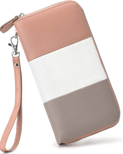 Moflycom Womens Wallet RFID Blocking Genuine Leather Multi Credit Card Large Capacity Zip Around Clutch Travel Purse Wristlet
