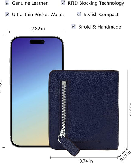AINIMOER Small Leather Wallet for Women, Ladies Credit Card Holder RFID Blocking Women's Mini Bifold Pocket Purse