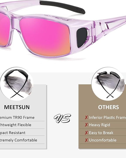 MEETSUN Fit Over Glasses Sunglasses for Men Women,Wrap Around Sunglasses Polarized UV400 Protection