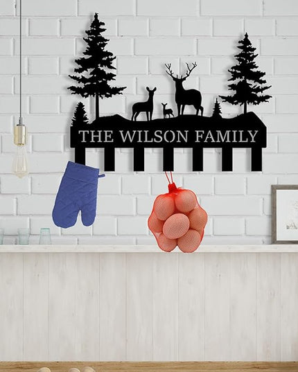 Personalized Metal Key Holder for Wall, Forest Design Rack, Metal Wall Mount Custom Name Hooks Decoration, Name Letter Wall Decoration Key Hooks, Key Hanger Decor, Key Organizer for House, Farmer Gift