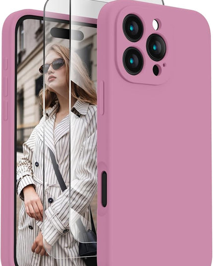 FireNova Designed for iPhone 16 Pro Max Case, Silicone Upgraded [Camera Protection] Phone Case with [2 Screen Protectors], Soft Anti-Scratch Microfiber Lining Inside, 2024, Lilac Purple