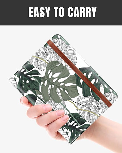 Rimilak Passport Holder, RFID Blocking Passport Cover Wallet Travel Essentials, Leather Travel Air Ticket Documents Organizer Protector for Women and Men, Tropical Plants