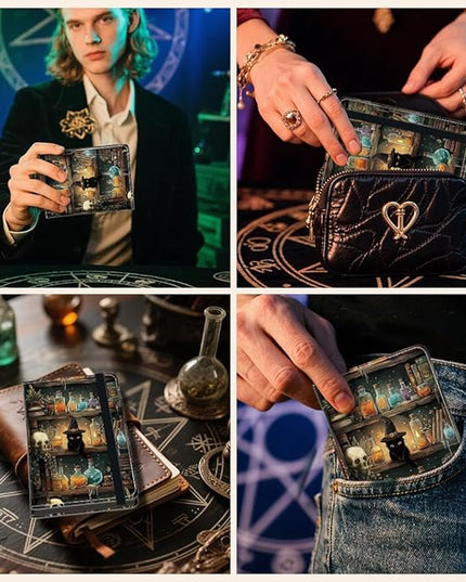 PU Leather Passport Holder Cover 5.9×4.3 Inch with Credit Card Slot and Boarding Pass Slot Combo Blocking Passport Holder Wallet Cover Case for Travel Boarding Essentials (Magical)