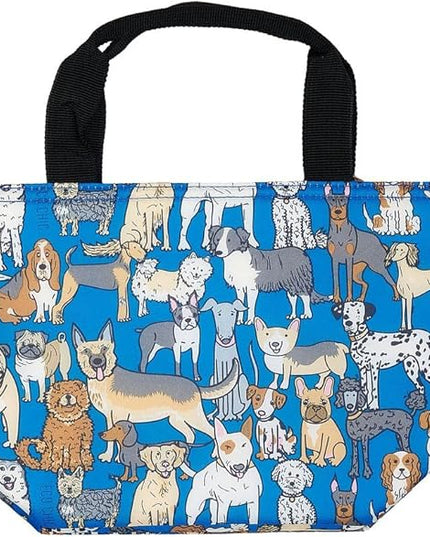 ECO CHIC Lightweight Foldable Insulated Lunch Bag Water Resistant Cooler Bag (Dogs Blue)