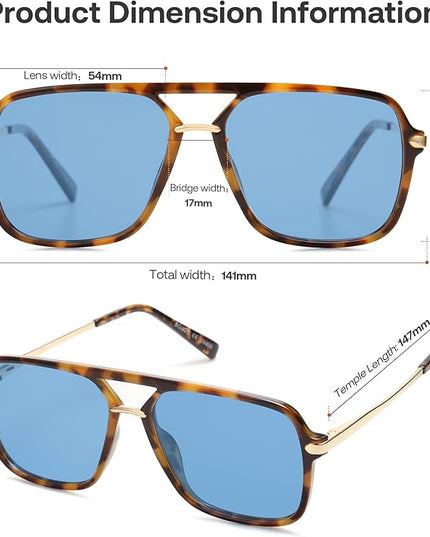SOJOS Sunglasses for Women & Men, Square, Retro, Polarized Lens, Trendy Aviator, 90s Shades