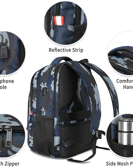 Laptop Backpack for Men,School Backpack with USB Charging Port,Water Resistant Backpack for teens boys,Business Work College bookbag,book bag Fits 15.6 Inch,Blue Back Pack