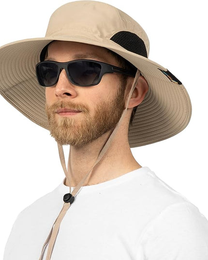 SUN CUBE Wide Brim Sun Hat Men Women, Fishing Hats Sun UV Protection, Mens Hiking Bucket Hat Safari Beach Boonie, UPF 50+