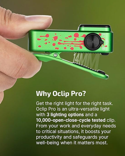 OLIGHT Oclip Pro EDC Flashlight Clip-on Light, Rechargeable 500 Lumens with Three Lighting Solutions Type-C Charging, Magnetic Flash Lights for Signaling, Cycling, Outdoor or Indoor Use(Zombie Green)
