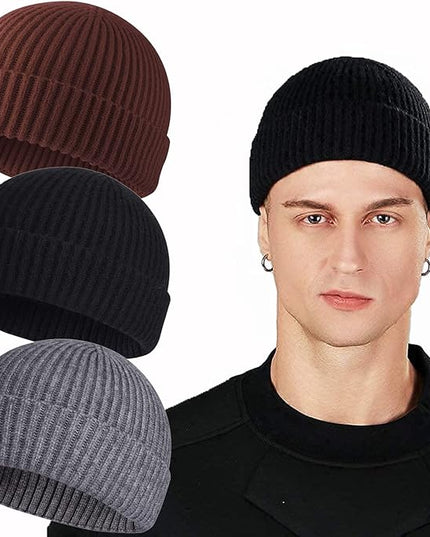 ROYBENS Swag Wool Knit Cuff Short Fisherman Beanie for Men Women, Winter Warm Hats