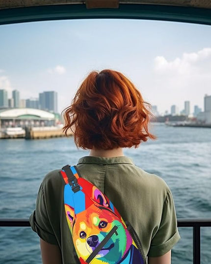 Animal Face Sling Bag Crossbody Bags Chest Bag Backpack for Travel Running and Hiking for Men Women Colorful Dog 2