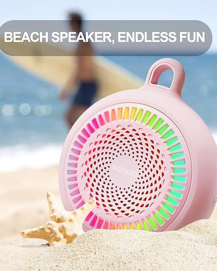 SOWO Small Waterproof Speaker Bluetooth Portable Wireless - Clip Speaker for Shower - Powerful Bass and Louder Volume - Colorful Lights and Lightweight for Travel,Kitchen,Pool - Pink