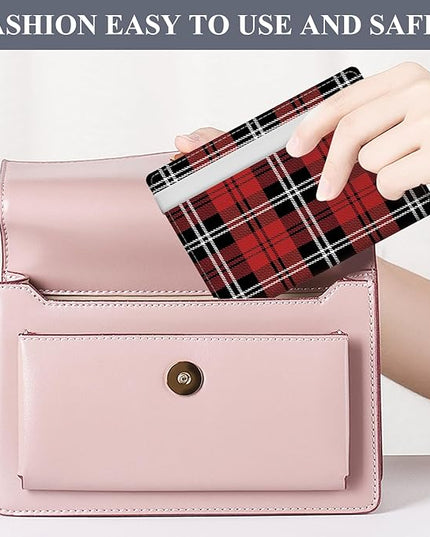 Passport Holder for Travel Essentials, RFID Premium Leather Passport Wallet Cover Case for Travel Must Haves Accessories, Passport Book Holders for Women Men Luxury Red Plaid