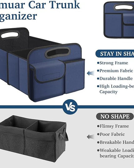 Femuar Car Trunk Organizer, Collapsible, Waterproof, Non-Slip, Blue, 52L, 5 Compartments, Rectangular, Portable, Practical/Functional