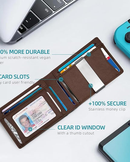 Zitahli Men's Wallets Airtag Holder Slim Rfid Leather with Gift Box