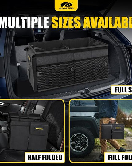 MIKKUPPA Car Trunk Organizer - 65L Collapsible Trunk Organizer with Lid, Sturdy Car Storage for SUV Auto Truck Van with Adjustable Straps and Non Slip Bottom (Black)