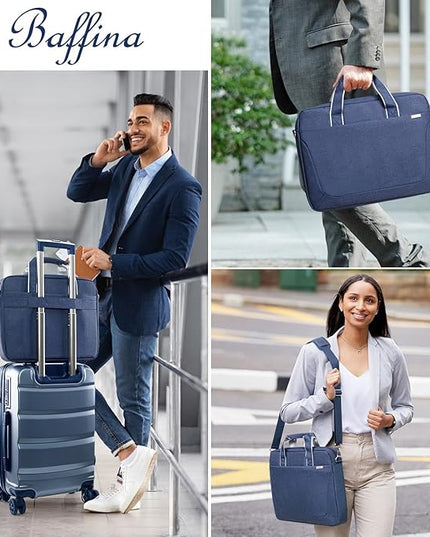 15.6 16 Inch Laptop Shoulder Bag for Men Women,Waterproof Computer Carrying Case Messenger Bag with Strap,Laptop Briefcase for 14-15-16 Inch MacBook/Chromebook/Notebook Hp Dell Acer Asus,Blue