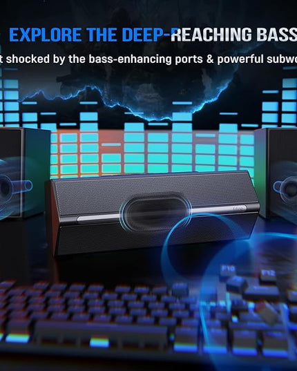 FIFINE Computer Speakers System with Subwoofer, Gaming Speaker for PC with RGB, Volume Control, Monitoring, 3.5mm Aux Input, AC Powered Speakers for Desktop Mobile TV-AmpliGame A22