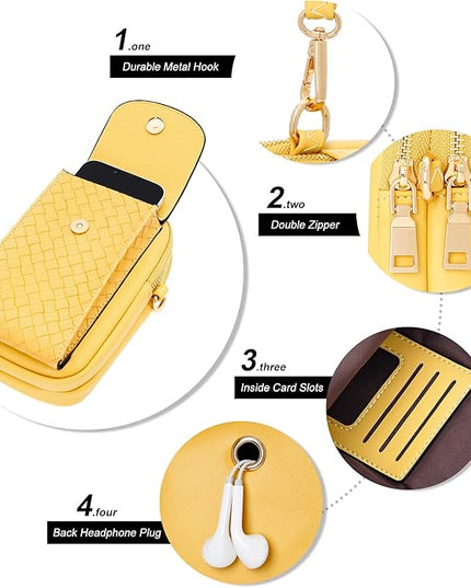 KUKOO Small Crossbody Bag Cell Phone Purse Wallet with Credit Card Slots for Women