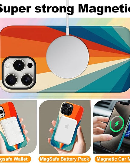 Magnetic for iPhone 16 Case Cute Frog Stripes Phone Case, Summer Shockproof Slim TPU and Hard PC Protective Phone Cover Compatible with MagSafe Designed for Women Girls