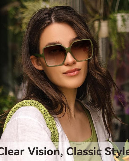 Dollger Oversized Square Sunglasses for Women Big Large Wide Fashion Shades for Men UV Protection Unisex