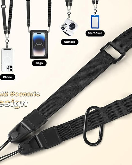 Adjustable Crossbody Phone Lanyard, Universal Phone Wrist Strap and Phone Neck Strap with Tether Tab, Phone Lanyard with Quick Release, Suitable for iPhone and Most Smartphones, Black