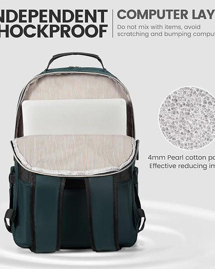 LOVEVOOK Laptop Backpack for Women 15.6 inch,Cute Womens Travel Backpack Purse,Professional Laptop Computer Bag,Waterproof Work Business College Teacher Bags Carry on Backpack with USB Port,Blue-green