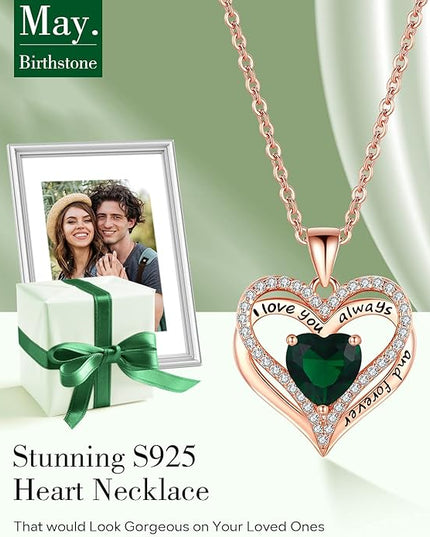S925 Sterling Silver Necklace for Women, Wife Jewelry Rose Gold, Mom Birthday Valentines Mothers Day Gifts, Girlfriend Necklaces, Daughter Heart Jewel, Anniversary for Her