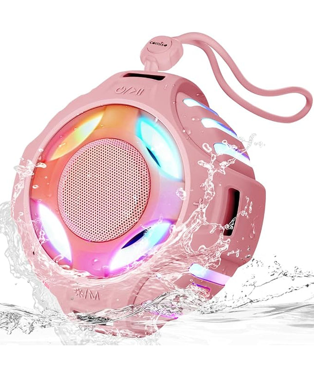 comiso Bluetooth Shower Speaker, Waterproof Bluetooth Speakers IPX7, Floating 2000mAh, Portable Wireless Speaker with LED Light, Loud HD Sound and Bass for Travel Beach Pool, Camping, Ideal Gifts.