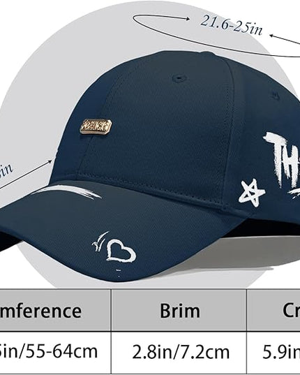 Trendy Unisex Graffiti Baseball Cap, Adjustable Cotton Baseball Cap for Men & Women, Athletic Streetwear Hat