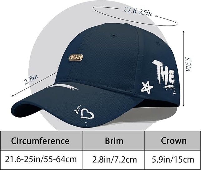 Trendy Unisex Graffiti Baseball Cap, Adjustable Cotton Baseball Cap for Men & Women, Athletic Streetwear Hat