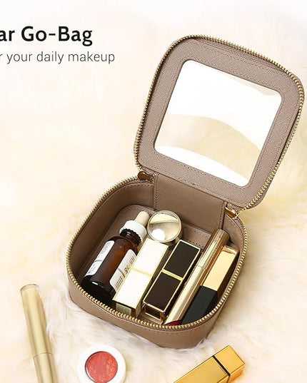 Aveniee Clear Makeup Bag Set (2-Piece Mini & Midi) - Travel Toiletry Organizer for Women, Waterproof Cosmetic Pouch & Car Accessory for Travel Size Toiletries, Taupe