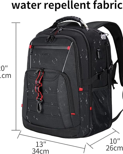 KROSER Travel Laptop Backpack 18.4 inch XXXL Computer Backpack Stylish College Backpack with RFID Pockets USB Charging Port REFLECTIVE STRIPS Water-Repellent Daypack for Business/Men