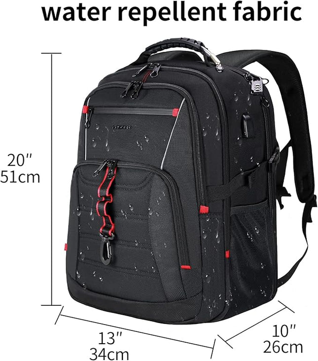 KROSER Travel Laptop Backpack 18.4 inch XXXL Computer Backpack Stylish College Backpack with RFID Pockets USB Charging Port REFLECTIVE STRIPS Water-Repellent Daypack for Business/Men