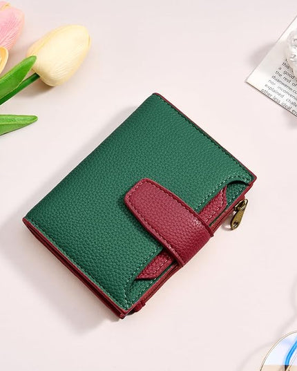 Airkit Small Wallet Women RFID Blocking Soft Leather Bifold Compact Card Holder Wallet for Women with Zipper Coin Pocket 4 ID Window