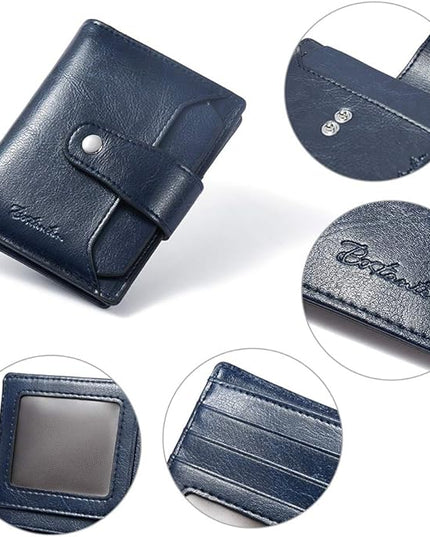 BOSTANTEN Women Leather Wallet RFID Blocking Small Bifold Zipper Pocket Wallet Card Case Purse with ID Window