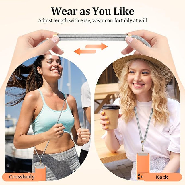 Dadanism Universal Phone Lanyard, Adjustable Cell Phone Lanyard*1, Wrist Strap*1, Tether Tabs*2, Crossbody/Neck/Wrist Strap for for iPhone & Most Smartphones, Silver Gray
