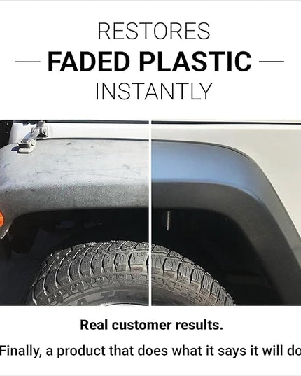 CAR GUYS Plastic Restorer | Bring Plastic, Rubber, and Vinyl Back to Life! | User Friendly Trim Restorer | Safe Auto Detailing Supplies | 8 Oz Kit with Foam Applicator
