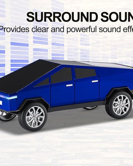 Solar-Powered car-Shaped Bluetooth Speaker, Portable Wireless Stereo, high-Definition Sound Quality, TWS Dual-Ear Pairing, Truck-Shaped Speaker, Suitable for Home, Office and Gift (Blue)