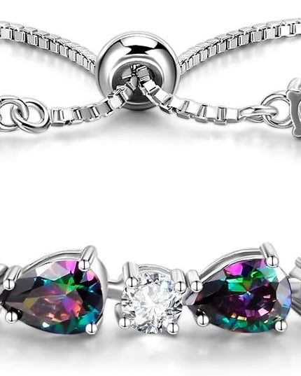 FANCIME Shine of Tears Birthstone Tennis bolo Bracelets Sterling Silver Tennis Bracelets Charm Fine Jewelry Birthday Gifts for Women Mom